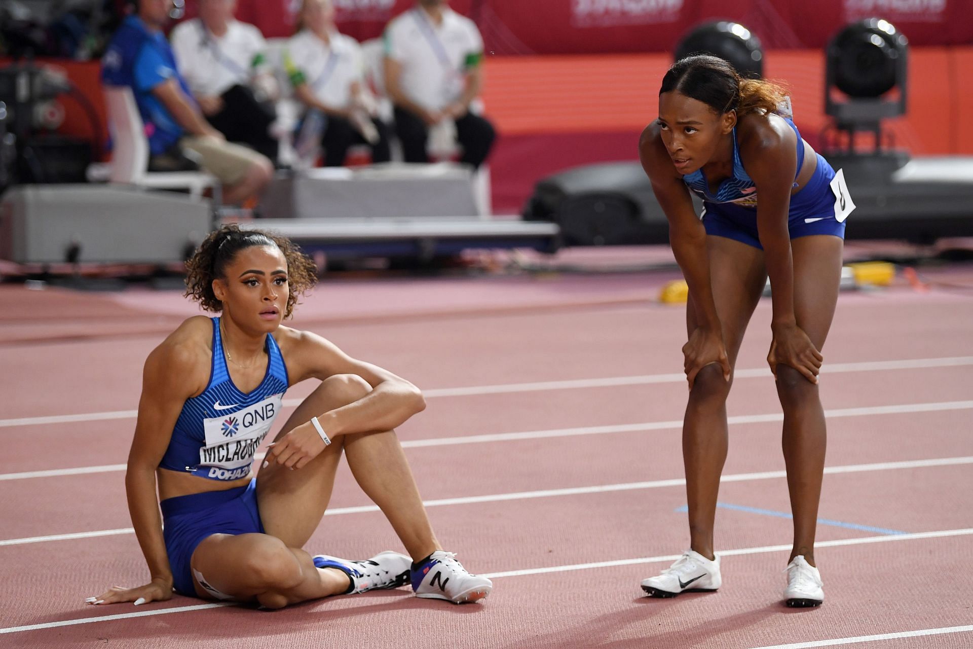 Dalilah Muhammad and Sydney McLaughlin at the 17th IAAF World Athletics Championships Doha 2019 - Source: Getty